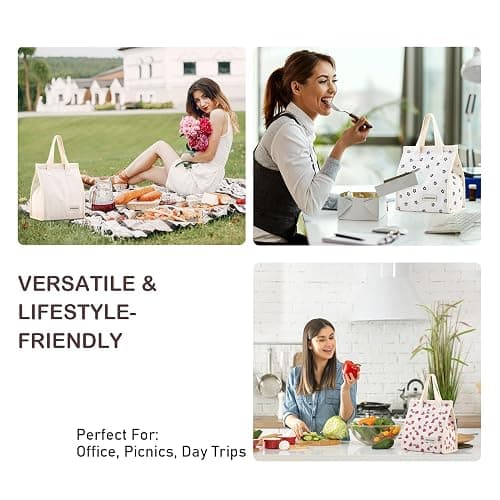 TELLUMO Corduroy Lunch Bag for Women Men Cute Lunch Bag Insulated Lunch Box with Large Capacity (7.5L) Reusable Lunchbag for Work, Picnic, Beach or Travel (S- Corduroy BlackClub) thumbnail 5