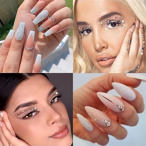 4 Boxes Flatback Rhinestones and Pearls Nail Charms for Acrylics - Crystals, Half Rounds, and Accessories for DIY Nail Art Decor thumbnail 5