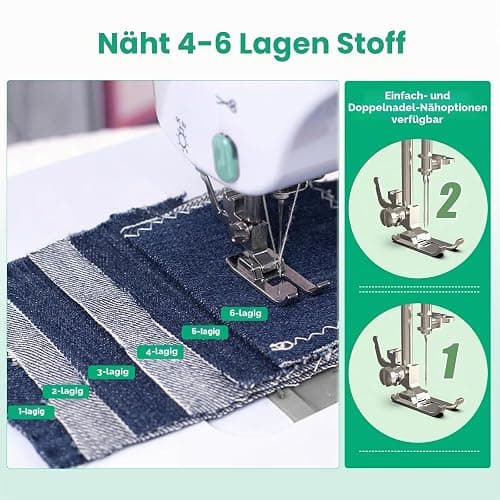 Ykall Nähmaschine für Anfänger, 12 Stichmuster & 2 Geschwindigkeiten | 12 Stichmuster, 2 Stufen & Doppelstich. Fußpedal/Knopf. LED-Licht, 9 Spannungen. Komplettset mit Zubehör. thumbnail 5