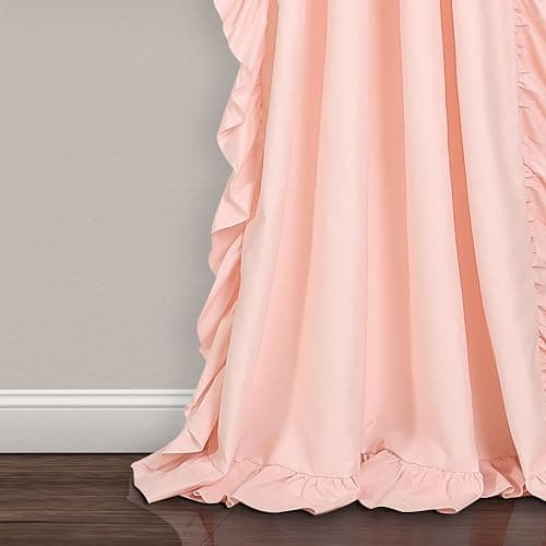 Lush Decor Reyna Ruffle Window Curtain Panel Set, Pair, 54" W x 84" L, Blush Pink - Flowy Curtain - Romantic Ruffle Curtains for Bedroom, Living room, or Dining Room - Farmhouse & Cottage Home Decor - Blush Pink - 54"W x 84"L (Pack of 2) - Panel Pair thumbnail 5