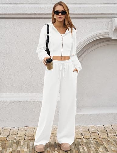 LOMON Women's Sweatpants Wide Leg Fleece Lined Sweat Pants Spring Winter Clothes 2026 Baggy Drawstring Joggers with Pockets thumbnail 6