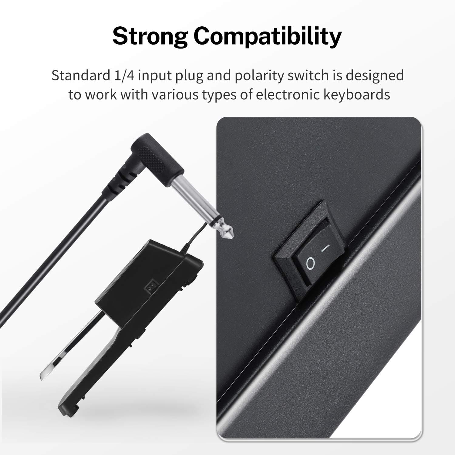 Donner Piano Sustain Pedal, Keyboard Sustain Pedal for Digital Piano Electronic Keyboard MIDI Synthesizer, Sturdy Durable, with Polarity Switch, 1/4'' (6.35mm) Input Plug, DSP-001 thumbnail 5