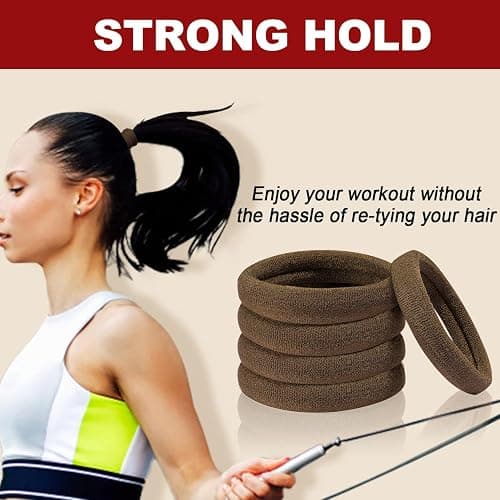 IKOCO 150PCS Hair Ties No Damage for Women, Ouchless Cotton Hair Ties for Thick Hair, Brown thumbnail 4