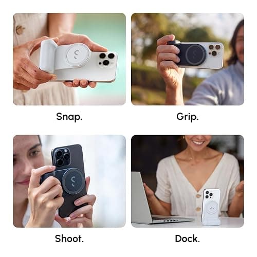 ShiftCam SnapGrip Essential – Magnetic Phone Camera Grip with Wireless Shutter Button & Tabletop Dock – Compatible with iPhone & Android – Midnight thumbnail 2