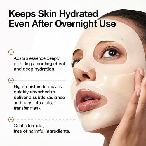 ANUA Rice 70 Glow Collagen Mask, Overnight Face Mask for Glass Skin, Ceramide, Collagen Facial Mask, Skin Moisture Barrier, Tightening Care, Natural Color, Korean Skin Care (38g, 4ea) thumbnail 4