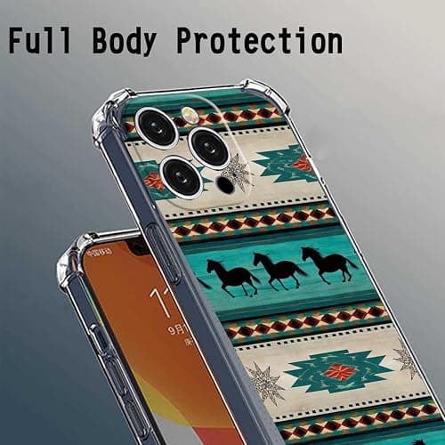 MeieaS Compatible with iPhone 14 Pro Max Phone case,Western azrec Love Horse Dreamcatchers Silicone Bumper Shockproof Anti-Scratch Slim Phone Cover Designed for iPhone Cases - western azrec Love Horse Dreamcatchers - For iPhone 14 Pro Max thumbnail 3