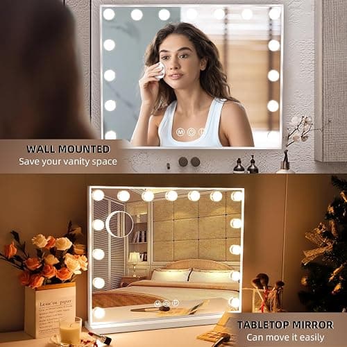 Hansong Hollywood Spiegel mit Beleuchtung Make up Spiegel mit Beleuchtung und USB Ausgang Beleuchteter Schminkspiegel 15 LED Lampen thumbnail 7