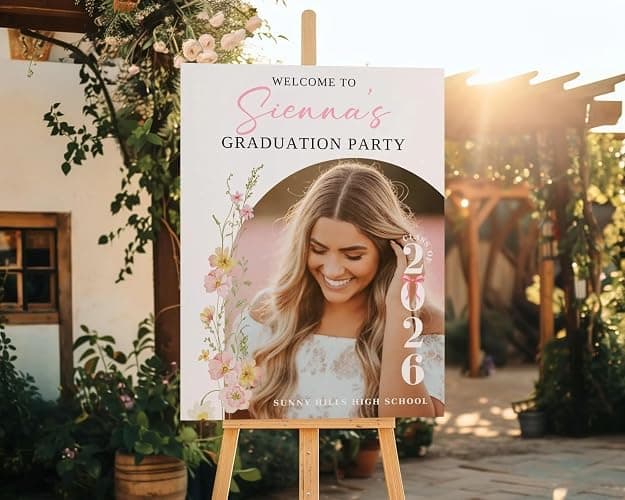 Personalized Graduation Party Welcome Sign with Photo, Class of 2026 Welcome Poster, Modern Minimalist Graduation Decorations Party, Grad Gift For Daughter, Sister, Brother, Best Friend thumbnail 3