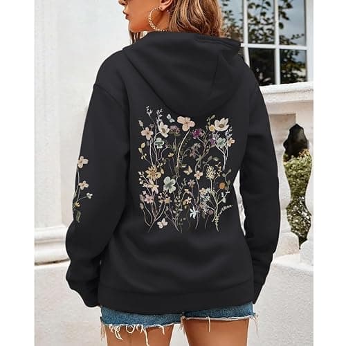 Sulayesh Women's Floral Printed Hoodies Vintage Aesthetic Flower Graphic Sweatshirt Cute Boho Fleece Thermal Hoodie Pullover thumbnail 3