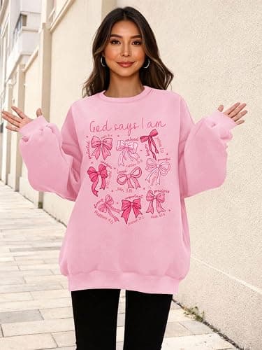 UYIQL Christian Sweatshirts for Women Oversized Faith Jesus Shirts Bible Verses Inspirational Long Sleeve Graphic Pullover thumbnail 4