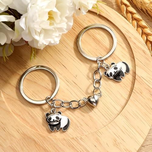 MUCOOS Panda Keychains for Couple Cute Panda Magnetic Keychains Chinese Pair Key Ring for Keys Phone Bag Charm Romantic Gift thumbnail 3