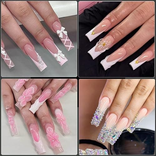 Cycullinyt 240Pcs Square Soft Gel Nail Tips, Long Square Nails, 12 Sizes Full Cover Acrylic Fake Nails Straight Clear False Nail Extension for Beginner and Professional Home Salon DIY thumbnail 2
