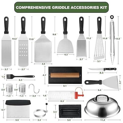 EWFEN 35PCS Griddle Accessories Kit, Flat Top Grill Accessories Set for Blackstone and Camp Chef, Grill Spatula Set with Enlarged Spatulas, Basting Cover, Scraper for Outdoor Barbecue thumbnail 3