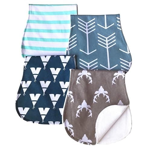 Arnzion Baby Burp Cloths Baby Burp Set Curved Absorbent and Soft Valuable 4 Pack - Multicolor