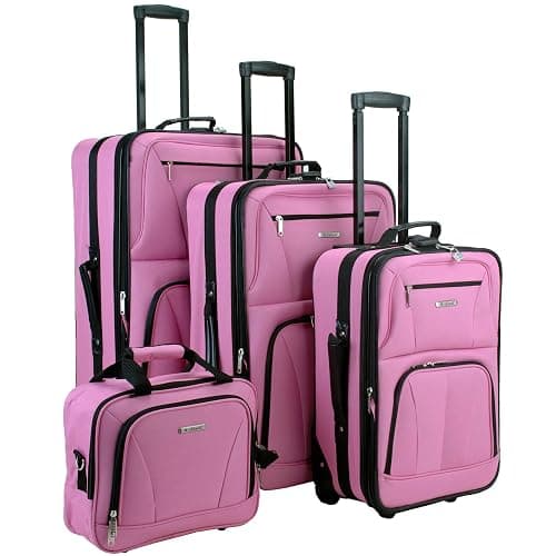 Rockland Journey Softside Upright Luggage Set, Expandable, Pink, 4-Piece (14/19/24/28) - Image 1