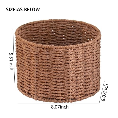 JLKIMZVO Brown Round Storage Basket Medium Storage Basket for Living Room Bedroom Bathroom thumbnail 3
