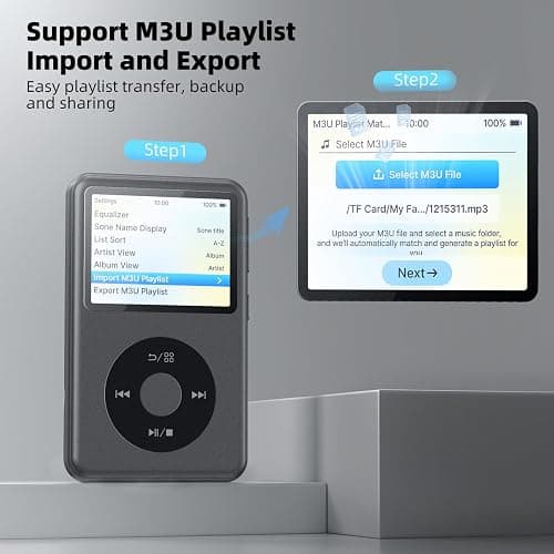 Innioasis Y2 Mp3 Player with Bluetooth, Lossless DSD DAC FLAC Support, Portable 8GB Classic Dedicated Audio Music Player with Playlists, Supports up to 2TB Black thumbnail 3