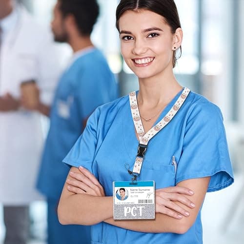 Plifal PCT Badge Buddy Card Holder Nurse Nursing Accessories Patient Care Technician Glitter Silver Horizontal ID Name Identification Tags Nurse Work thumbnail 7