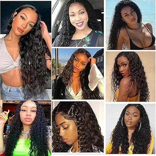 Tuheerst Water Wave Human Hair Bundles 1B Natural Black Menschliches Haar Human Hair Extensions Unprocessed Echthaar Tressen Double Weft Remy Hair for Woman 12 Inch thumbnail 2