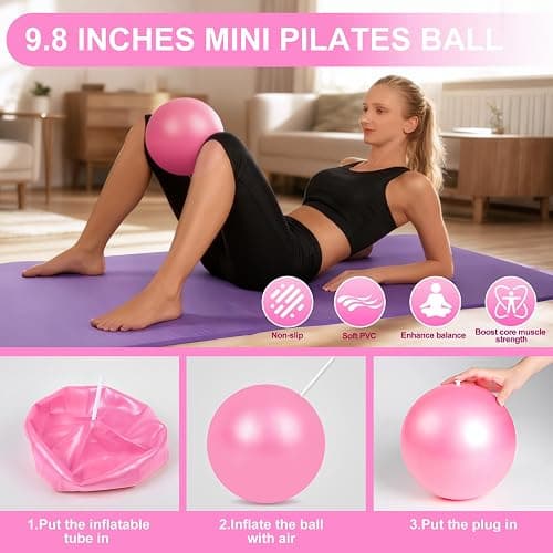 Janhemei Pilates Kit for Women, Pilates Equipment with 13'' Magic Circle, Pilates Ring and Ball Set with 5 Strength Bands, Hip Thrust Belt, Compact Workout Set at Home thumbnail 3