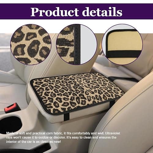 Leopard Cheetah Print African Animal Hunting Auto Center Console ArmrestPad | Car Center Console Cover, Auto Accessories Soft Comfort Armrest Cover Cushion Mat for Most Cars thumbnail 3