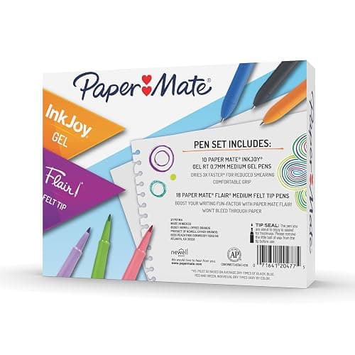 Paper Mate Pens Variety Pack, InkJoy Retractable Gel Pens, Flair Felt Tip, 28 Count - Assorted Colors, Smooth Writing, Fast Drying thumbnail 6