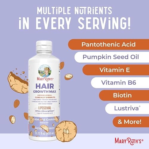 MaryRuth Organics Women's Hair Growth MAX Liposomal | with Lustriva® + Biotin 10000mcg + Pumpkin Seed Oil | Thicker Hair | Hair Care | Wrinkles, Fine Lines, Skin Care | Ages 18+ | 15.22 Fl Oz thumbnail 7