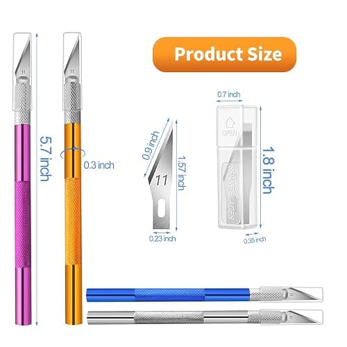 Viemior 4PCS Exacto Knife, Hobby Knife Craft Knifes with 40PCS Spare Exacto Knife Blades(#11), Profession Exacto Knives Precision Knife for Crafting, Arts, Modeling, Scrapbooking, Stencil thumbnail 2