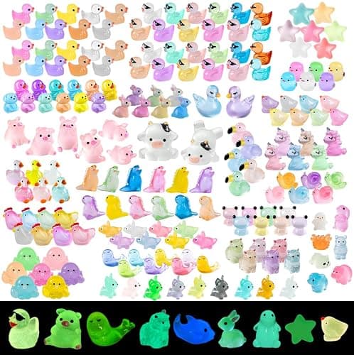 200 Pcs Mini Resin Animals Kit Accessories Variety Pack Glow Animal Figurines Resin Dairy Cow Ducks Figurines Accessories for Variety Pack for Garden Micro Landscape Aquarium Potted Dollhouse Decor - Image 1