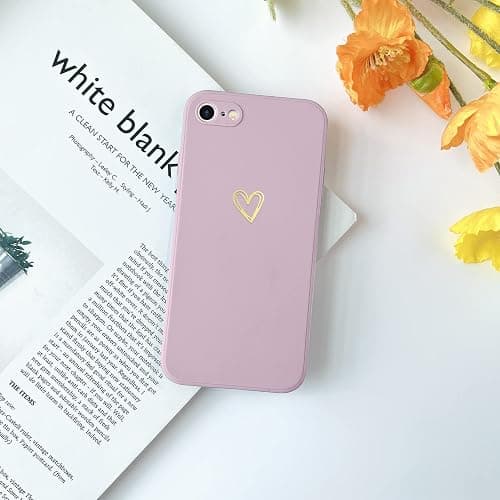 Wirvyuer for iPhone SE Case 2022/2020, iPhone 8 iPhone 7 Case for Women Girls Silky Soft Protective Shockproof Silicone Phone Case with Cute Heart Design, Purple thumbnail 7