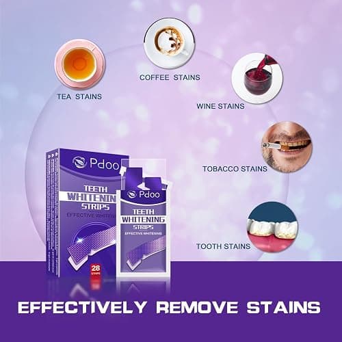 Purple Teeth Whitening Strip - Whitening for Teeth Sensitive, Professional Teeth Whitening Strips, Fast Remove Smoking, Coffee, Wine Stains, Teeth Whitening Kit Pack of 28 Non-Slip Strips thumbnail 3