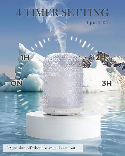 Onaboviva Essential Oil Diffuser – 2.4MHz Ultrasonic Aromatherapy Diffuser, Health Night Light, Timer & Auto Shut-Off, BPA-Free, 120ml Glass Oil Diffuser for Home, Office, Spa, Yoga thumbnail 4