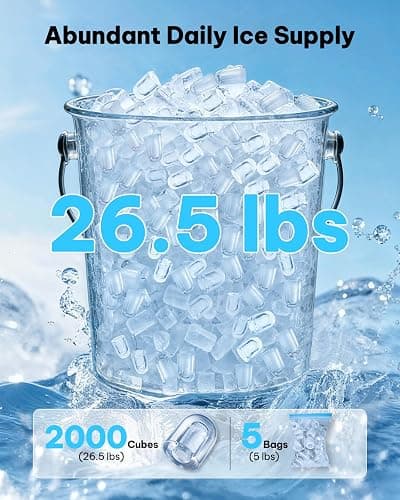 Silonn Ice Maker Countertop, 8 Ice Cubes in 6 Mins, 26.5 lbs/24H, 2 Bullet Ice Sizes, Self-Cleaning Bullet Ice Maker, Portable Ice Machine for Kitchen, Party, Office, and RV Camping thumbnail 5