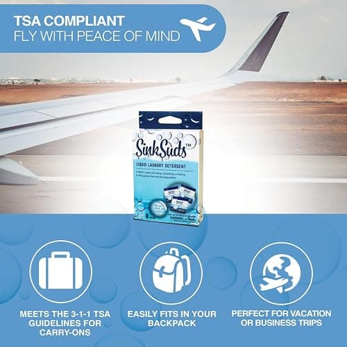 SinkSuds Laundry Detergent, Travel Size Liquid Soap, TSA Compliant, Safe For All Fabrics, 8 Packets (Packaging May Vary) thumbnail 4