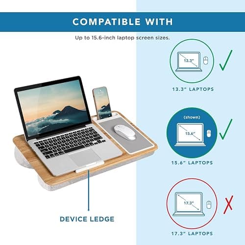 LAPGEAR Home Office Lap Desk with Device Ledge, Mouse Pad, and Phone Holder - Oak Woodgrain - Fits up to 15.6 Inch Laptops - Style No. 91589 - Oak Woodgrain - Home Office thumbnail 3