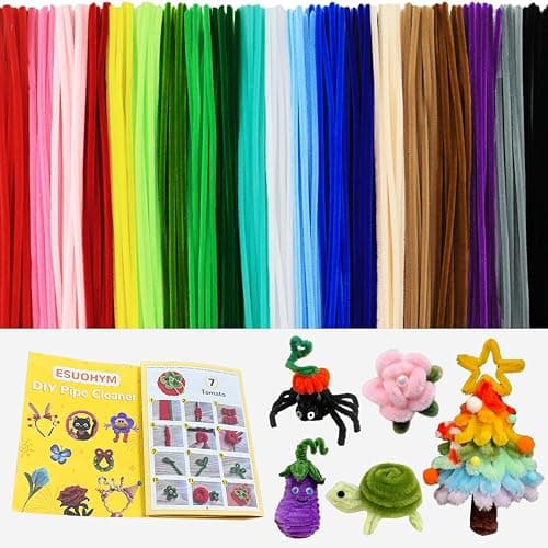 ESUOHYM 200PCS Pipe Cleaners Craft Bulk with Instruction Manual, Gifts, Christmas Decorations 20 Colors Decor, Chenille Stems Art Supplies Thick Wire Sticks DIY Project Adults - Image 1