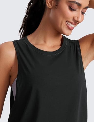 CRZ YOGA Pima Cotton Large Armhole Tank Tops for Women - Workout Sport Athletic Yoga Running Gym Loose Crop Sleeveless Shirts thumbnail 6