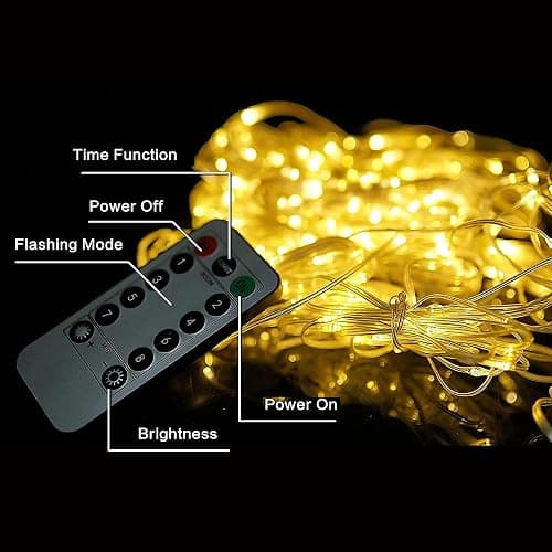 poripori 300 LED Curtain String Lights, Twinkle Fairy Lights for Bedroom with 8 Lighting Modes, USB Christmas Lights for Party Home Bedroom Indoor Wall Room Decor (Warm White) thumbnail 4