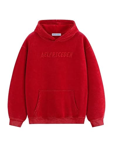 Aelfric Eden Hoodies Mens Acid Wash Hoodie Oversized Vintage Heavyweight Cotton Fleece Hooded Pullover Sweatshirt - Image 1