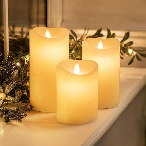 CHRISTOW Flameless LED Candles, Real Wax, Set of 3, Cream | Set of 3 LED Candles, Real Wax Construction, Realistic Flickering Flame, Battery Powered, Safe Flameless Design - Image 1
