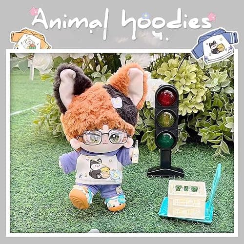 niannyyhouse 20cm Plush Doll Clothes Fox Panda Puppy Hoodie Pants 8in Doll Accessories (Yellow) thumbnail 6