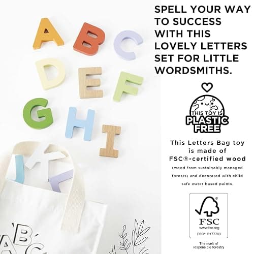 Le Toy Van - Wooden Letters in a Bag Toy, Plastic Free | Suitable for Age 18+ Months thumbnail 7