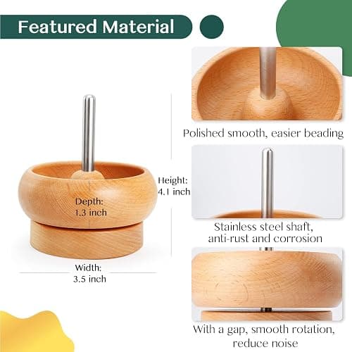 Tilhumt Bead Spinner for Jewelry Making, Effortless Rotating Wooden Clay Bead Spinner with 2 Big Eye Beading Needles and 2000 Seed Beads, Beading Supplies for Making Waist, Bracelets, Necklace thumbnail 5