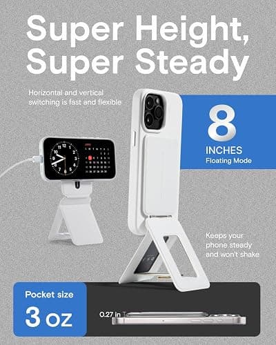 MOFT Phone Tripod Stand Selfie Stick for iPhone, Multi-Angles iPhone Stand, Lightweight & Portable Phone Holder, Strong Magnets, MOVAS Vegan Leather, Travel Essentials, Misty Cove (Without Card Slot) thumbnail 6