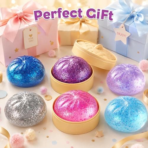 Sugar Dumpling Squishy Mystery Box - Cute Viral Squishy Dumpling Toy, Slow Rising Fidget Squeeze Toys for Stress Relief, Perfect for Desk Toys & Party Favors(Flash Pink) thumbnail 5