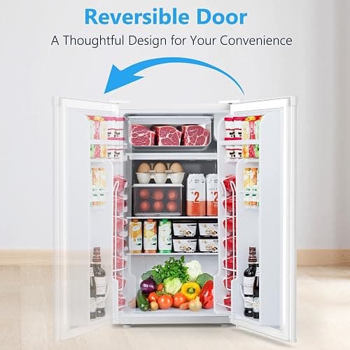 COWSAR 3.2 Cu.Ft Mini Fridge with Freezer for Bedroom Dorm, White | Single Reversible Door, 7 Temperature Settings, Energy Saving, 2 Removable Glass Shelves, Small Refrigerator for Apartment thumbnail 5