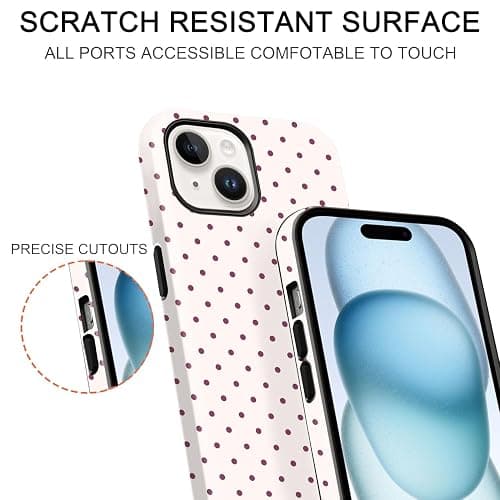 uCOLOR Case Compatible with iPhone 15/14/13- Compatible with MagSafe Scratch-Resistant Shockproof Cover for Women Men 6.1 inch (Nude Polka Dot, iPhone 15/14/13 6.1") thumbnail 6