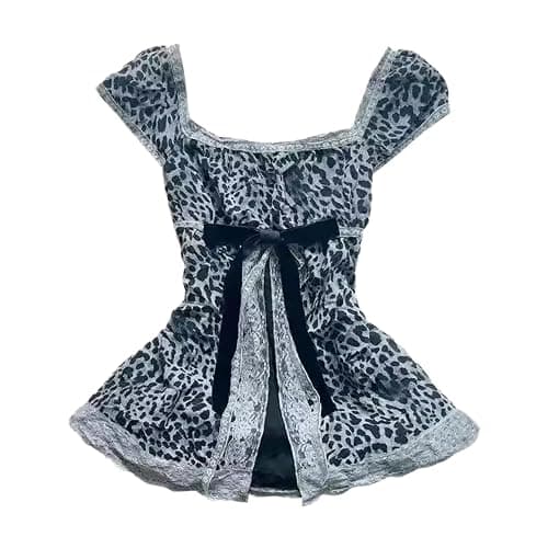 Grunge Emo Goth Shirts Y2k Lace Bow Coquette Babydoll Tops Women Vintage Graphic Tee 2000s Summer Crop Tops thumbnail 5