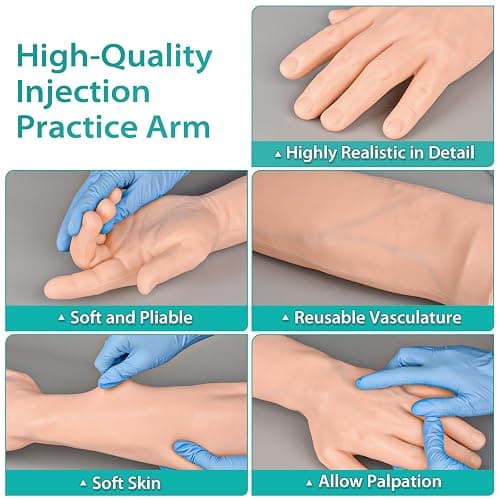 MedEduQuest Intravenous Practice Arm Kit for Nursing Student, Phlebotomy IV Practice Kit with Portable Case（Education Use Only） thumbnail 3