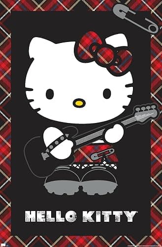 Hello Kitty: 22 Punk Red Wall Poster, 34L" x 22.4W", Unframed Version - Image 1